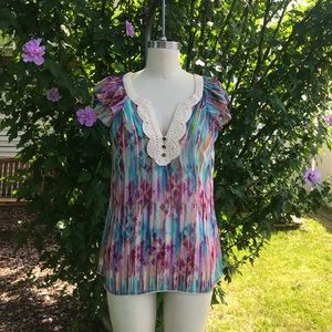 Anthropoloie Sanctuary Crochet Neckline Blouse